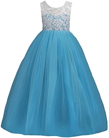 YFCH Girls Lace Dress Chiffon Gown Princess Dresses Wedding Bridesmaid Flower Girl Long Dress