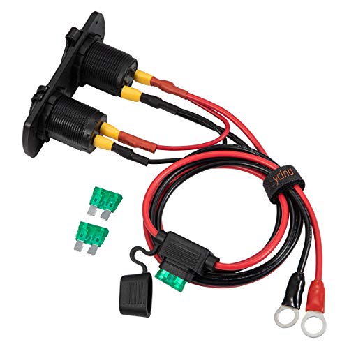 DIY Series YCIND Female Cigarette Lighter Socket Dual USB Charging Power Outlet Heavy Duty 30A Fuse 12V Car Truck Boat Marine RV Mobile DIY Kit 12AWG Cord 3Ft