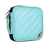 BUBM CD Cases PU Cover 32 Disc CD DVD Wallet Storage Organizer Travel Bag, CD/DVD Bag (Light Blue)