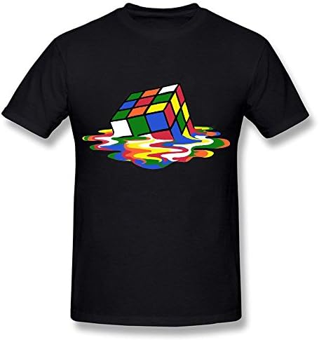 Mens Melting Rubiks Cube T-Shirts Design Your Own Cotton O-Neck T-Shirt Black XXL