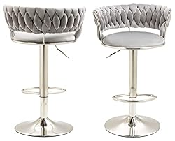 Kakotito 360° Velvet Swivel Bar Stools with Low