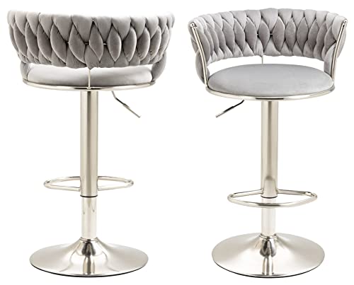 Kakotito 360° Velvet Swivel Bar Stools with Low