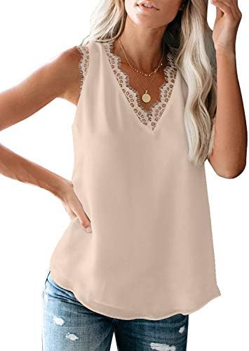 CANIKAT Womens V Neck Crochet Lace Strappy Cami Tank Tops Casual Loose Sleeveless Shirts Blouses 5 CANIKAT Womens V Neck Crochet Lace Strappy Cami Tank Tops Casual Loose Sleeveless Shirts Blouses