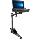 RAM MOUNTS No-Drill Laptop Mount for 2005-2024 Toyota Tacoma &amp; 4Runner | Seat rail mount with single swing arm and Tough-Tray for 10"-17" laptops, C Size 1.5" ball