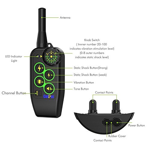 ColPet Dog Training Collar Rechargeable and Rainproof 1000 yard Knob