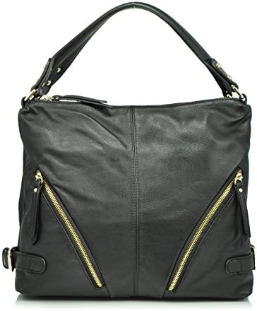 Sondra Roberts Leather Collection Nappa Shoulder Bag, Black