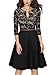 MISSMAY Women's Vintage Floral Lace Front Zipper 3/4 Sleeve Elegant Swing Dress Small Black