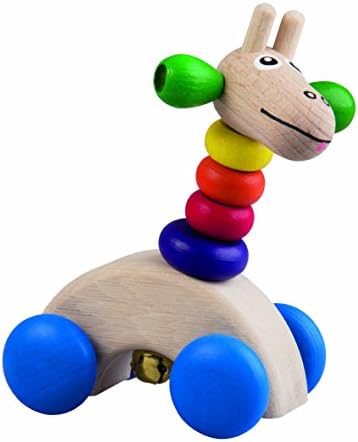 Wooden Push along Giraffe - Clutching Grasping Rattle (Handmade In Europe) Montessori Toy