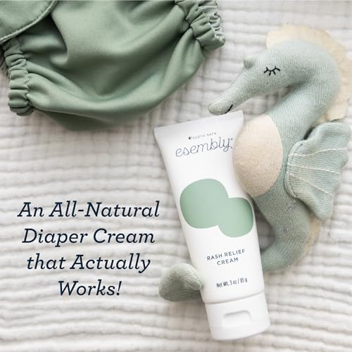 Esembly Rash Relief Cream, Organic and Cloth Friendly Zinc Oxide Barrier Cream, Soothes and Heals Diaper Rash, Natural Aid for Baby Bottom Discomfort, 3oz
