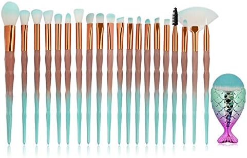 Makeup Brush Set 21 PCS Mermaid Make up Brushes Foundation Powder Eyebrow Eyeshadow Concealer Brush Professional Makeup Brush Set Multicolor - Premium Quality Synthetic Dense Soft Bristles Kit