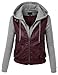 LE3NO Womens Faux Leather Zip Up Moto Biker Jacket With Hoodie