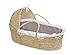 Badger Basket Natural Moses Basket with Hood, Gray Bedding