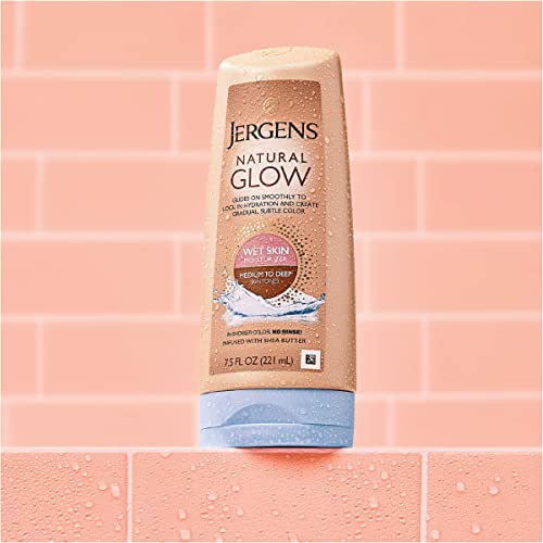 Jergens Natural Glow In Shower Lotion, Self Tanner for Medium to Deep