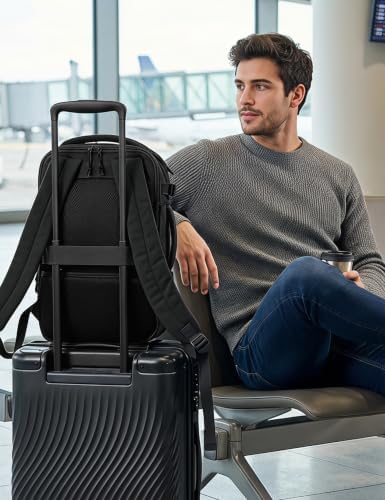 Handgepäck Rucksack für Ryanair Flugzeug Unter-Sitzplatz, Tiefes Laptopfach bis 14 Zoll, PET-Recycelte, Wasserdichter Reiserucksack für Herren & Damen, 40x20x25(Schwarz)