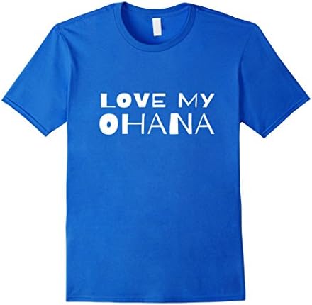 Mens Love My Ohana Shirt Hawaiian Family Hawaii Tee XL Royal Blue