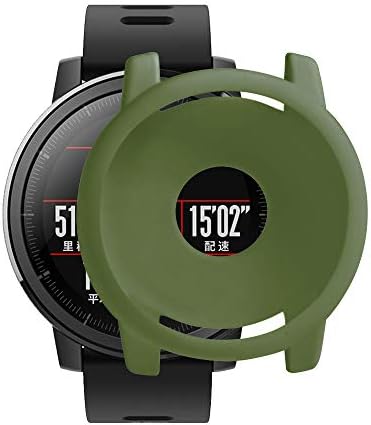 Silicone Watch Protective Case for Xiaomi Huami Amazfit Strato 2/2S, Sports Watch Case Full Cover Protective Shell for Huami Amazfit Stratos Smart Watch 2/2S (Army Green)