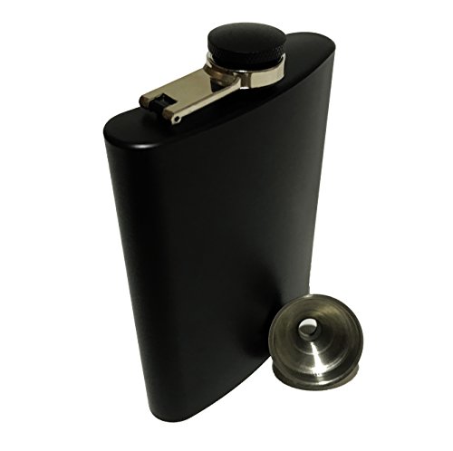 Stainless Steel Flask for Liquor Matte Black Leak Proof 8 Oz with Funnel in Gift Package for Men & Women for Perfecting Your Drinking Experience! By IDALIO