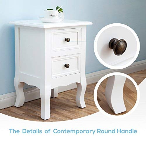image for Mecor Set of 2 Nightstand Small&Super Cute - Paulownia Wood - Fully As