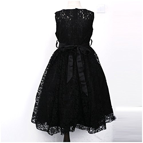FREE FISHER Kids Girls Pleated Lace Dress Prom Party Pageant Black - Thumbnail 2