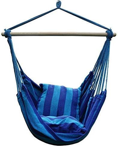 Home Hammock Hanging Cord Chair Swing Chair Seat w/2 Pillows (Dark Blue) for Children, Detachable Outdoor Toddlers Children