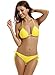 zeraca Women's Plus Size Tie Side Bottom Triangle Bikini Swimsuits (XL18, Neon Yellow)