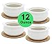Premium Ceramic 12 Ounce Onion Soup Bowls - American White - Set of 4 with Cork Coasters - Classic European Style Healthy Portion Crocks – Oven- Microwave- Dishwasher safe