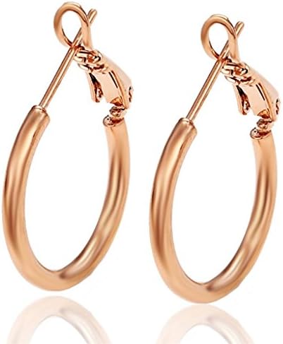 Shine Jewelry Women's 18K Plain Rose Gold Filled 20Mm Round Hoop Huggies Sleeper Solid Earrings E51