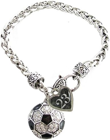 Sports Accessory Store Custom Soccer Ball Crystal Claw Bracelet Jewelry Jersey Numbers 00-99 Available