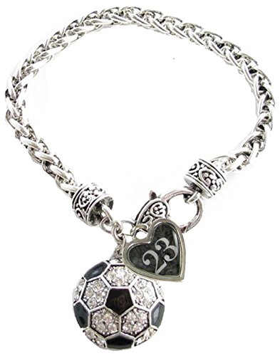 Sports Accessory Store Custom Soccer Ball Crystal Claw Bracelet Jewelry Jersey Numbers 00-99 Available