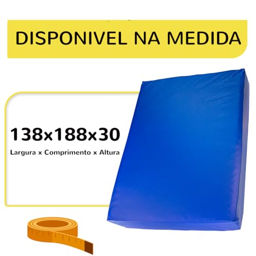 Capa Protetora de Colchão de Casal com Zíper, Impermeável, Azul, Material PVC Hospitalar, Hipoalergênica, Antiácaro, Fácil Limpeza, Protetor Anti Urina Xixi (138x188x30)