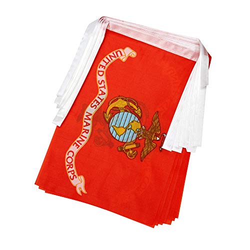 TSMD 100 Feet US Marine Corps Flag Small Mini United States Military Polyester Flags Banner,Decorations Supplies for Army Party Events Celebration - Thumbnail 2