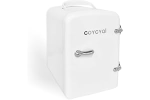 COYCYQI Skincare Mini Fridge for Bedroom - Car, Office Desk & Dorm Room - Portable 4L/6 Can Electric Plug In Cooler & Warmer for Food, Drinks, Beauty & Makeup - 12v AC/DC, White