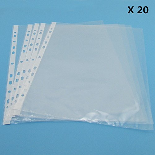 Cmxsevenday No.0912 9.45''X12'' 11 Holes PP Loose Leaf Sheet Protectors, Top Loading Waterproof Sheet Protectors, Clear, 20 PCS