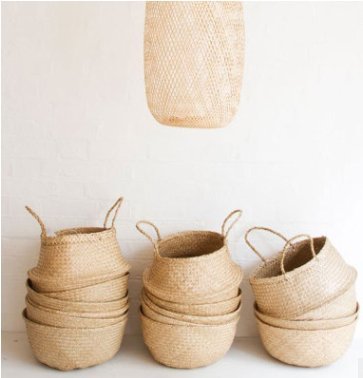 image for Rainforce Natural Seagrass Belly Basket Panier Storage Plant Pot Colla