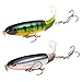 GUFIKY 2-Pack Whopper Plopper Bass Lure 4.0 inch/0.5 oz with Rotating Spins Tail for Trout ，Walleye，Pike and Musky Topwater Floating Fishing Lures with Barb Treble Hooks
