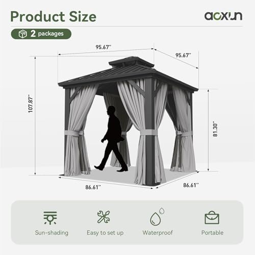 Aoxun 8x8 Hardtop Gazebo Review: Double Galvanized Steel Roof With Netting & Curtains image 27