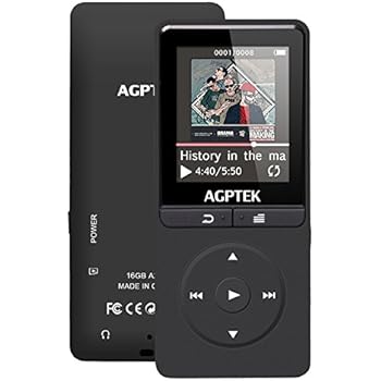 AGPTEK 16GB MP3 Player with FM Radio/Voice Recorder, 80 Hours Playback and Expandable Up to 64GB, A20BS (Black)