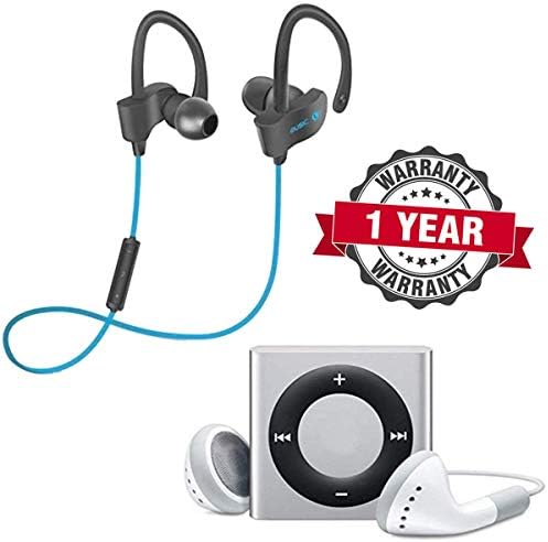 Raptas RapGear Mini iPod Mp3 Music Player Metal Body with Deep Bass Earphone and SD Card Support and Wireless Sweatproof Qc10 Bluetooth Headset Stereo with Noise Reduction Mic