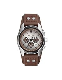 Fossil Coachman Reloj de cuarzo para hombre de acero inoxidable y cuero Casual Cuff Watch