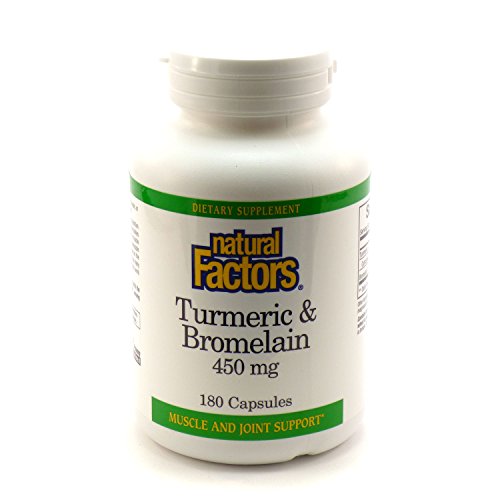 Bundle - 2 Items: 1 Bottle of Turmeric & Bromelain 450mg By Natural Factors - 180 Capsules and 1 VDC Pill Box
