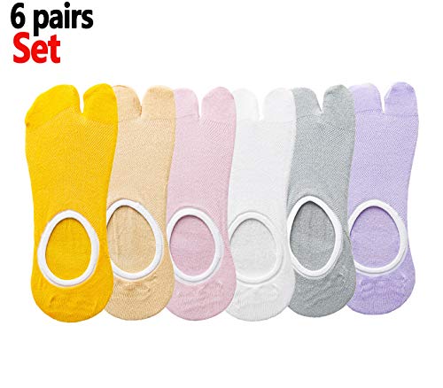 Women No Show Tabi Split Toe Socks Footies Low Cut Flats Non Slip Shoe Liner
