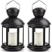 Bright Zeal 2-Pack Hexagon Candle Lantern with LED Flameless Candles Flickering (Black, 8