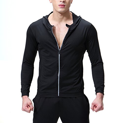 Men Slim Fit Long Sleeve Lightweight Zip-up Hoodie Pullover Hooded Sweatshirt