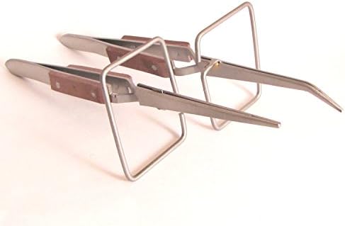 2 Mini 3Rd Hand Set, Straight Plus Curved Nose Cool Handel Tweezers