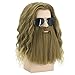 Mildiso Fat Thor Wig Blonde Wigs for Thor Costume Men Golden Brown Mustache Wig Costume Party Wigs with Wig Cap M094