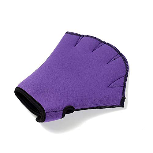 Easyinsmile Swimming Gloves Swimming Hand Paddles Swim Training Gloves Fingerless Webbed Water Resistance Aqua Fit 1 Pair (Purple)