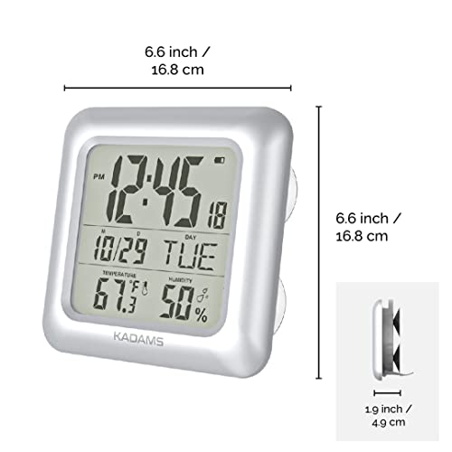 KADAMS Bathroom Digital Clock with Large LCD Screen Shower Wall Clock