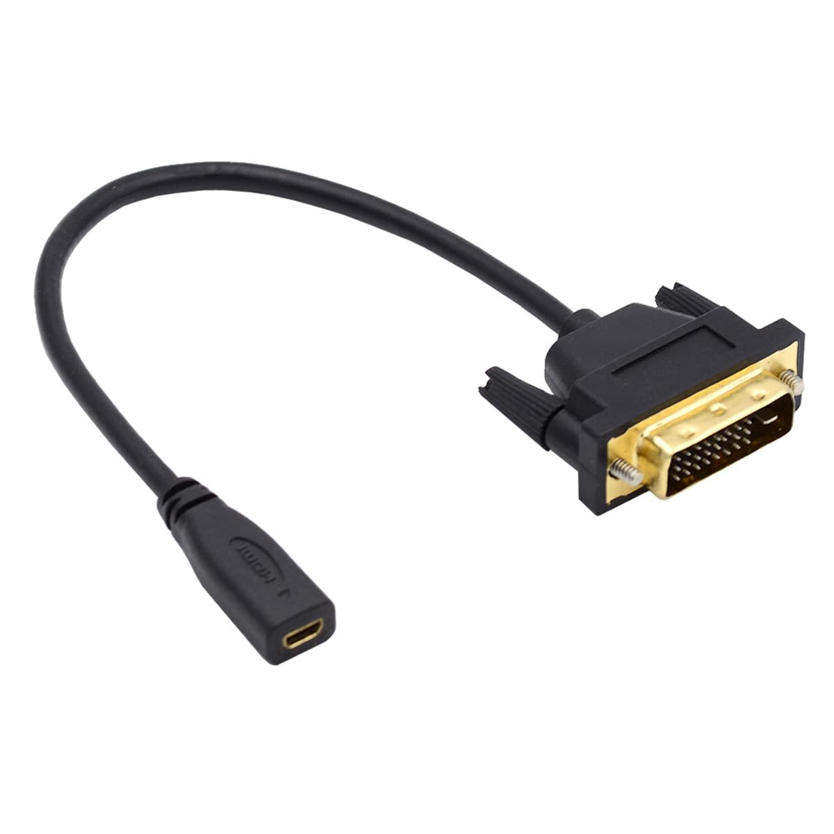 CY Cable DVI 24+1 Male to Micro HDMI 1.4 Type-D 4K Female Extension Cable for Computer HDTV Graphics Card UHD 20cm
