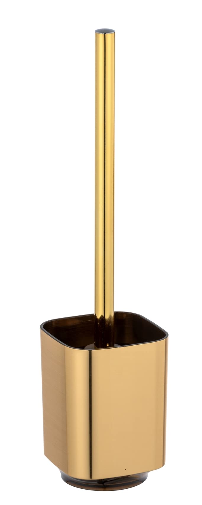 WENKO Auron Gold Toilet Brush Holder Plastic with Iridescent Gloss Surface in Gold, Hygienic Toilet Brush, 9 x 38.5 x 9 cm