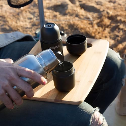 Camping Kaffeemaschine Tragbare Kompatibel Gemahlener Kaffee, Kleine Reisekaffeemaschine, Manuell von Piston Action betrieben, Mini Kaffeemaschine für unterwegs, Minipresso GR, Schwarz — Foto 3 von 7